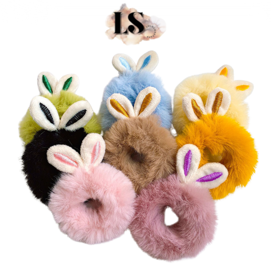 Jual LS - IKAT RAMBUT BULU MOTIF KELINCI H597 KUNCIRAN RAMBUT SCRUNCHIE ...