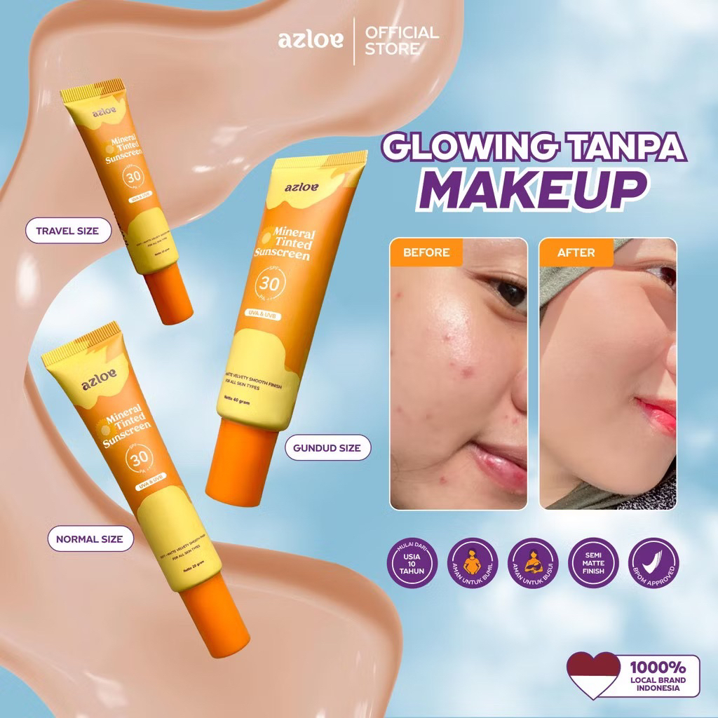 Jual [READY SIAP KIRIM] AZLOE Tinted Sunscreen Hybrid Kulit Berminyak ...