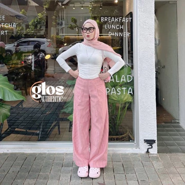 City Pants Celana Panjang Wanita Kantor Kuliah Motif Garis Kulot Pinstripe