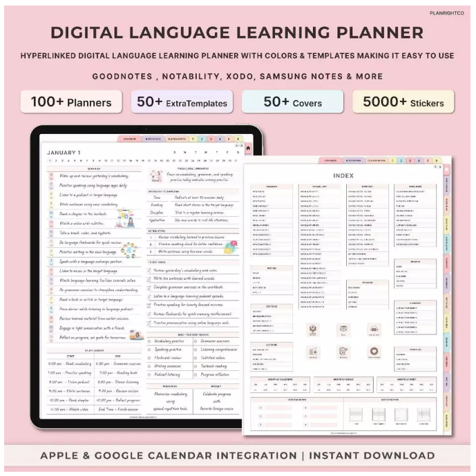 Jual Planner Digital Language Learning - Cocok untuk Bahasa Inggris ...