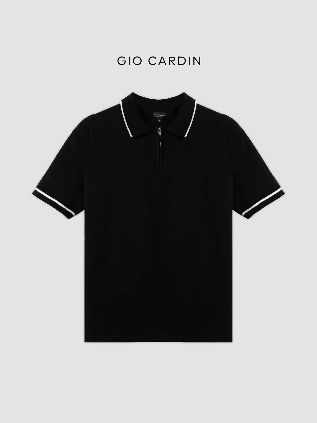 Kaos Polo Pria Knit Hitam Premium Viscose Zipper Gio Cardin foto 2