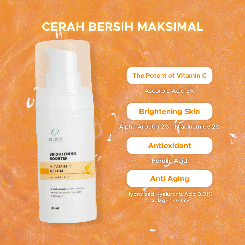 BRIGHTENING BOOSTER VITAMIN C SERUM / ASCORBIC ACID / NIACINAMIDE / ALPHA ARBUTIN / SERUM MENCERAHKAN / SERUM FLEK HITAM / SERUM BRIGHTENING