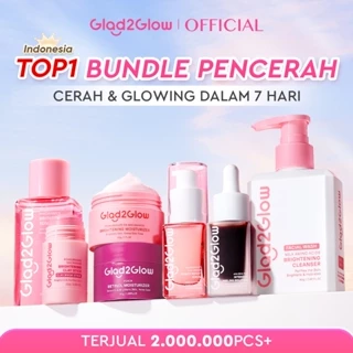 [ORDER NOW, HEMAT 40K] Glad2Glow Cerah Glowing Bundle all in 1 7in1-Brightening Moisturizer+Serum+Cleanser+toner+Peeling solution+Retinol 10%Niacinamide skincare paket pembersih perawatan kulit mencerahkan warna kulit pelembab wajah g2glow official store