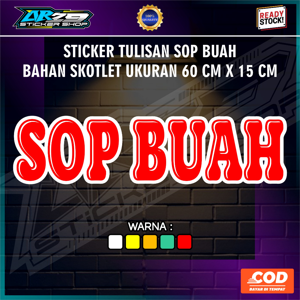 Jual stiker cutting tulisan sop buah 2 warna, untuk grobak jualan ...