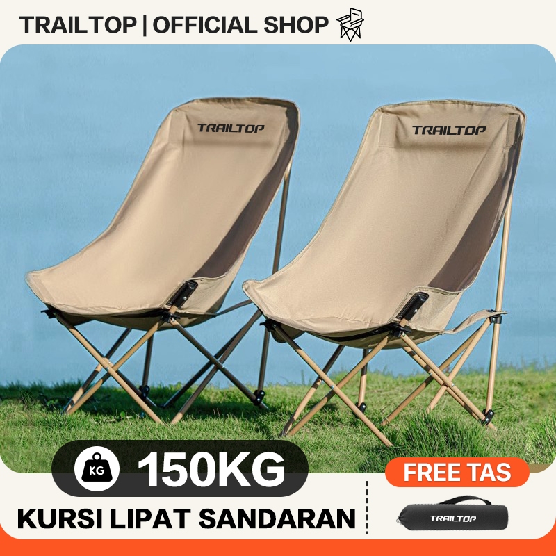 TrailTop Kursi Lipat Outdoor Sandaran Dengan Sandaran Kepala Busa Kursi Camping Tebal Beban 150kg