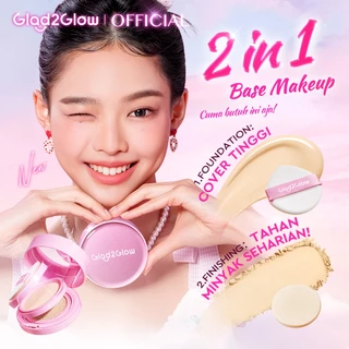 [New Launch]Glad2Glow 2in1 Perfect Pair Cushion Powder Foundation Waterproof Make Up Setting BB Cream Tahan Tahan 12Jam Hasil Akhir Glowing Dan Menyatu Dengan Warna Kulit Tekstur Ringan Di Wajah Full Coverage Velvet To Matte g2glow official store
