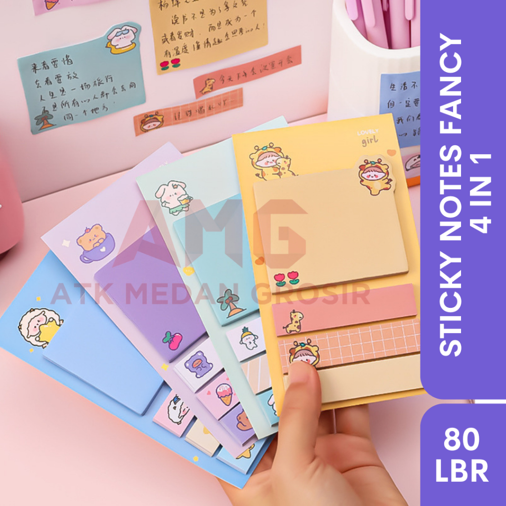 Jual MEMO STICKY NOTES KARTUN INDEX FANCY 4 IN 1 KERTAS MEMO | Shopee ...