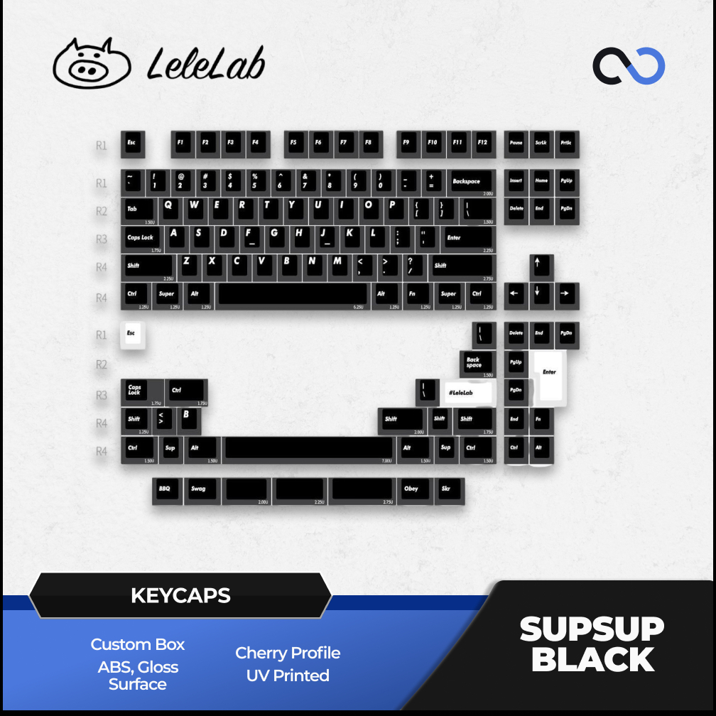 Jual LeleLab Supsup Black / Super X Black Transparent Keycaps Cherry ...