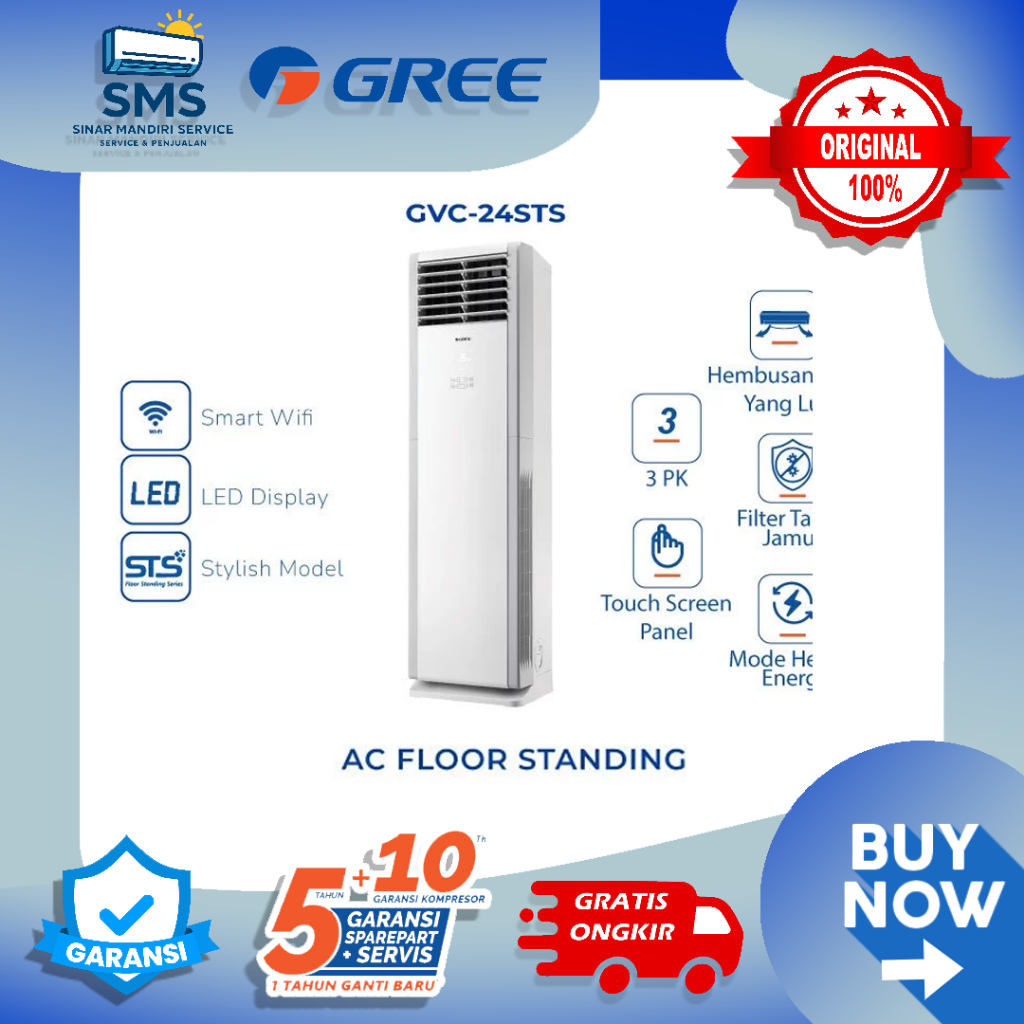 Jual GREE AC Floor Standing 3PK - Non-Inverter - Dengan Smart WIFI dan ...