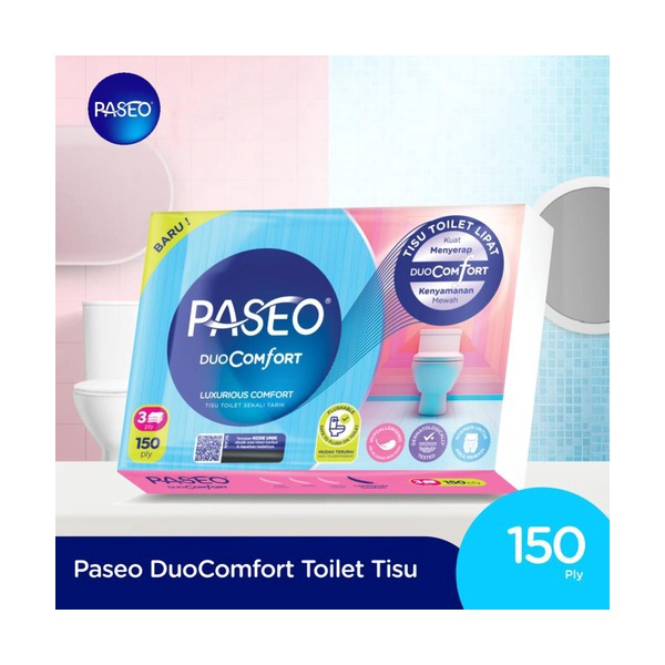 Jual PASEO TISU TOILET LIPAT DUO COMFORT 150SHEET 3PLY / Paseo Duo ...