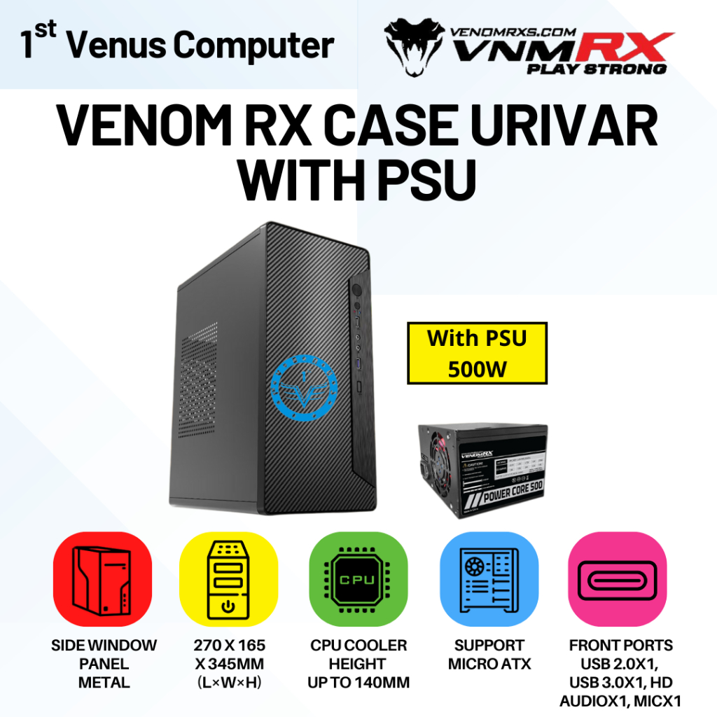 Jual Casing PC Komputer VenomRX Venom-RX URIVAR | Midi Tower | Micro ...