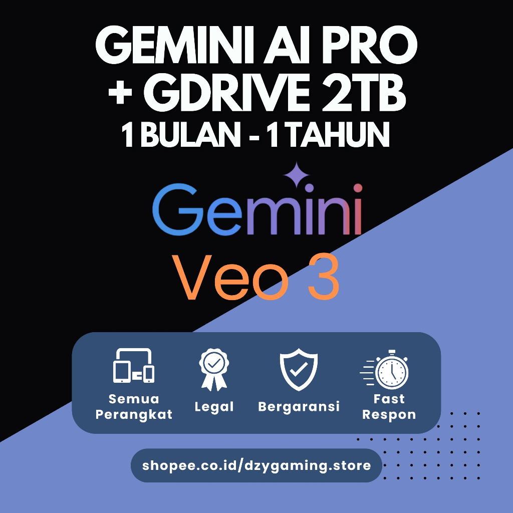GEMINI AI PRO 1 TAHUN AKUN SENDIRI + GDRIVE 2TB BERGARANSI
