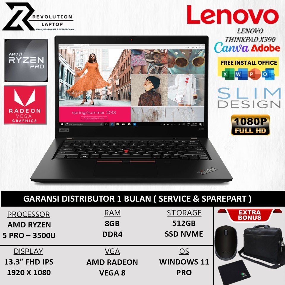 Jual Lenovo ThinkPad X395 AMD Ryzen 5 Pro 3500U 16GB 1TB SSD FHD IPS ...
