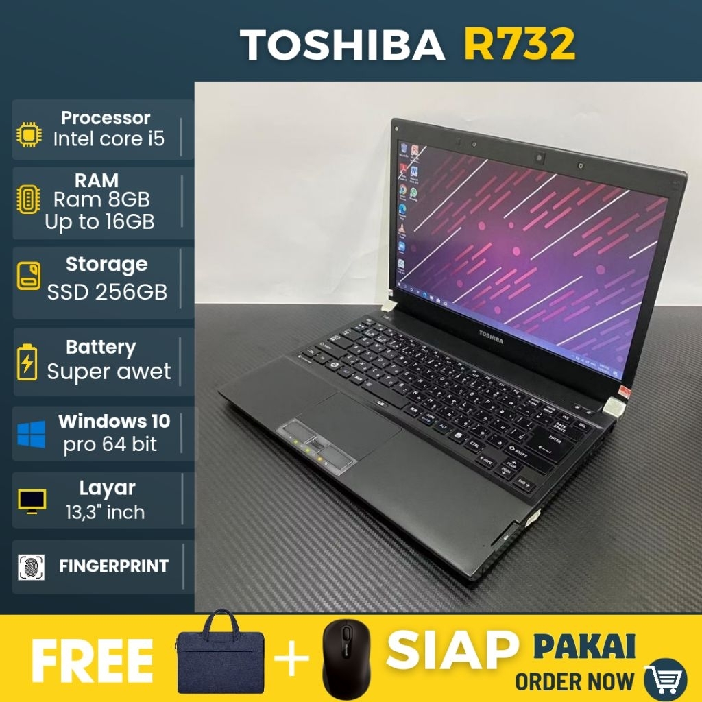 Jual Laptop Toshiba Dynabook R732 Intel core i5 Ram 8GB SSD