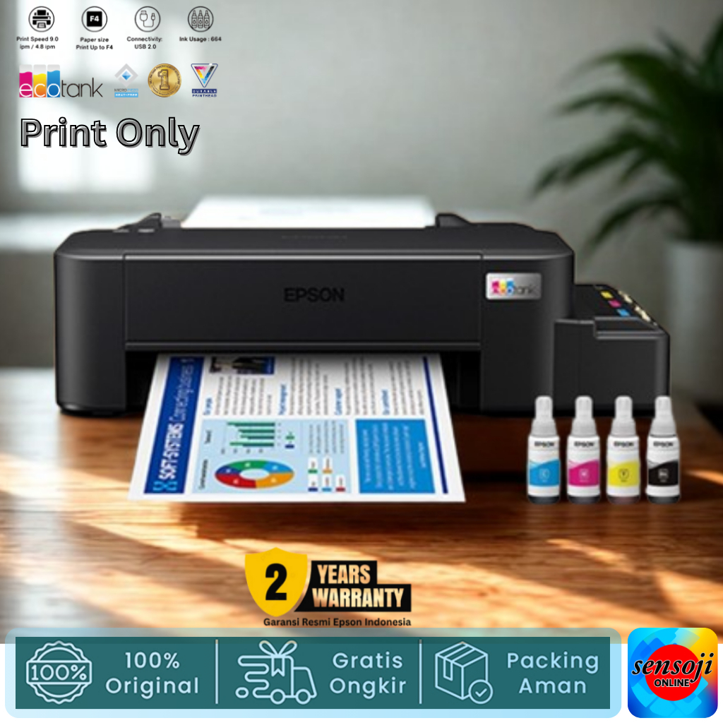 Jual Epson L121 Printer InkTank Print Only Tinta Original 664 Garansi ...