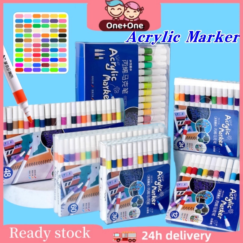 Jual (COD)One+One Acrylic Marker Set Spidol Akrilik DIY Painting Spidol ...