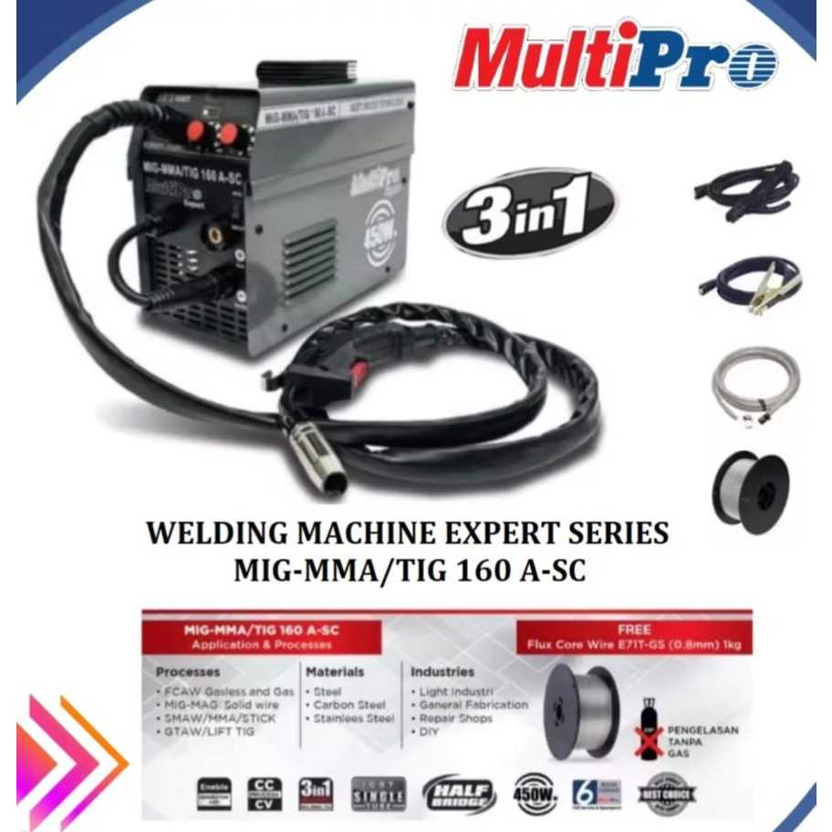 Jual multipro mig - mma - tig 160 a -sc mesin las 3 in 1 argon co2 besi ...