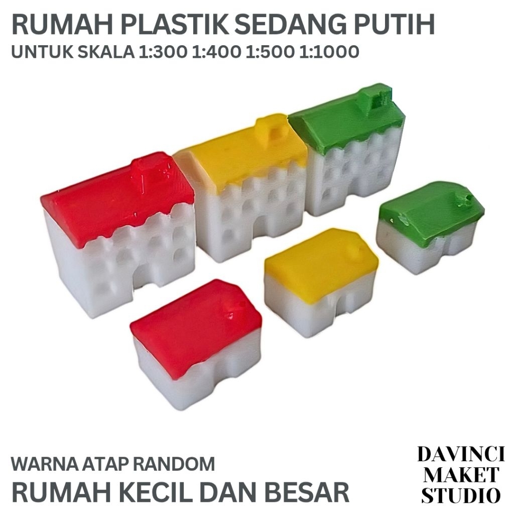 Jual (M) Miniatur Rumah Klasik Gedung Resin Pla Putih Merah Hijau ...