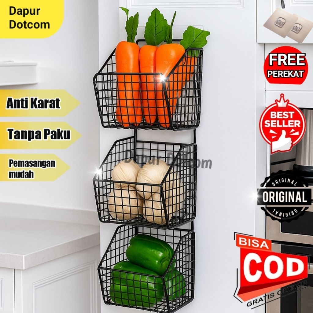 Jual DD Rak Keranjang Susun Gantung Besi 3 Susun / Rak Bumbu / Rak ...