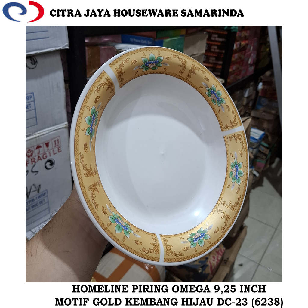  Foto zu Jual Piring Omega 9,25 Inch Motif Kembang Hijau HOMELINE DC-23 (6238 