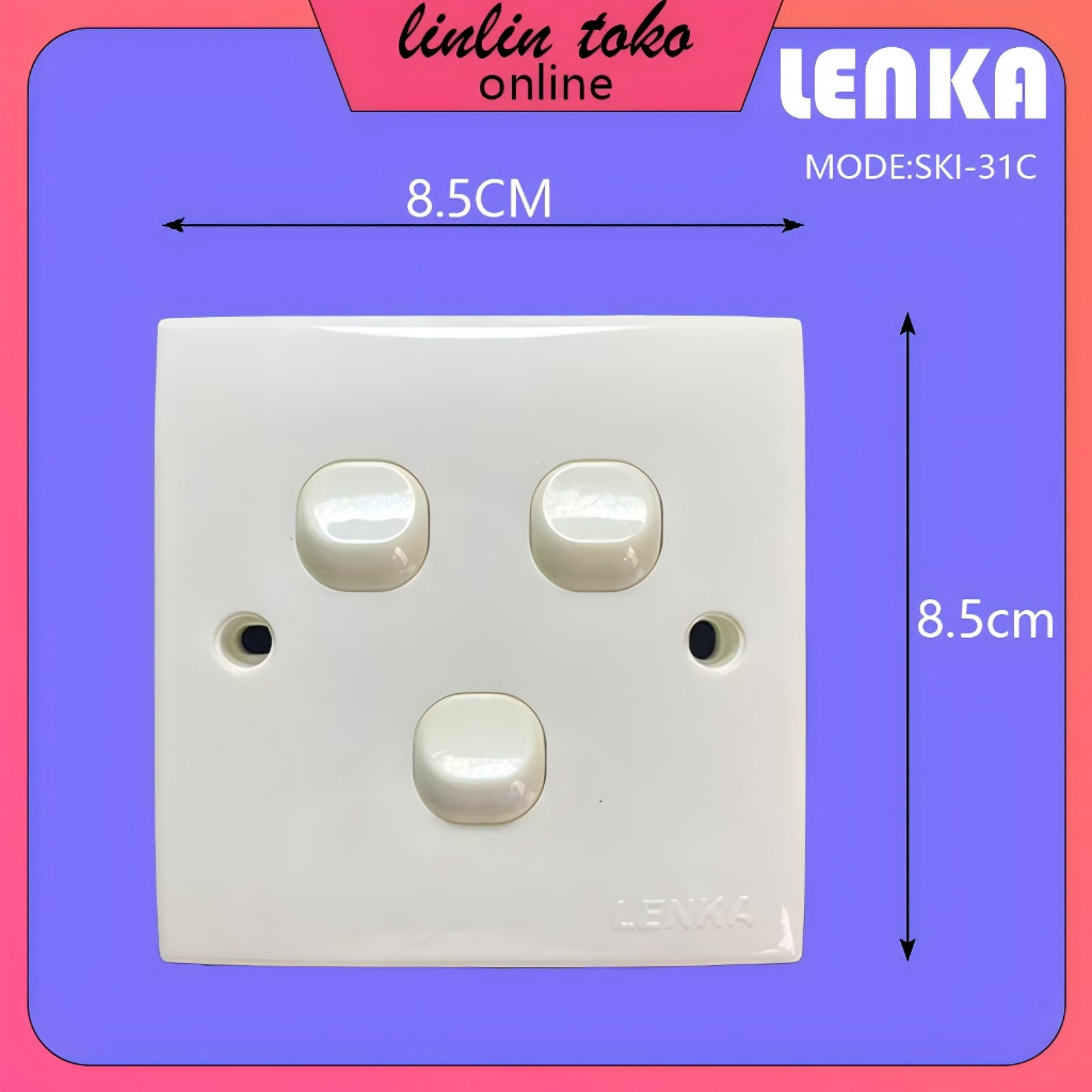 Jual LENKA Saklar Lampu 3 Switch Flash Putih Fungsional Hemat Energi ...