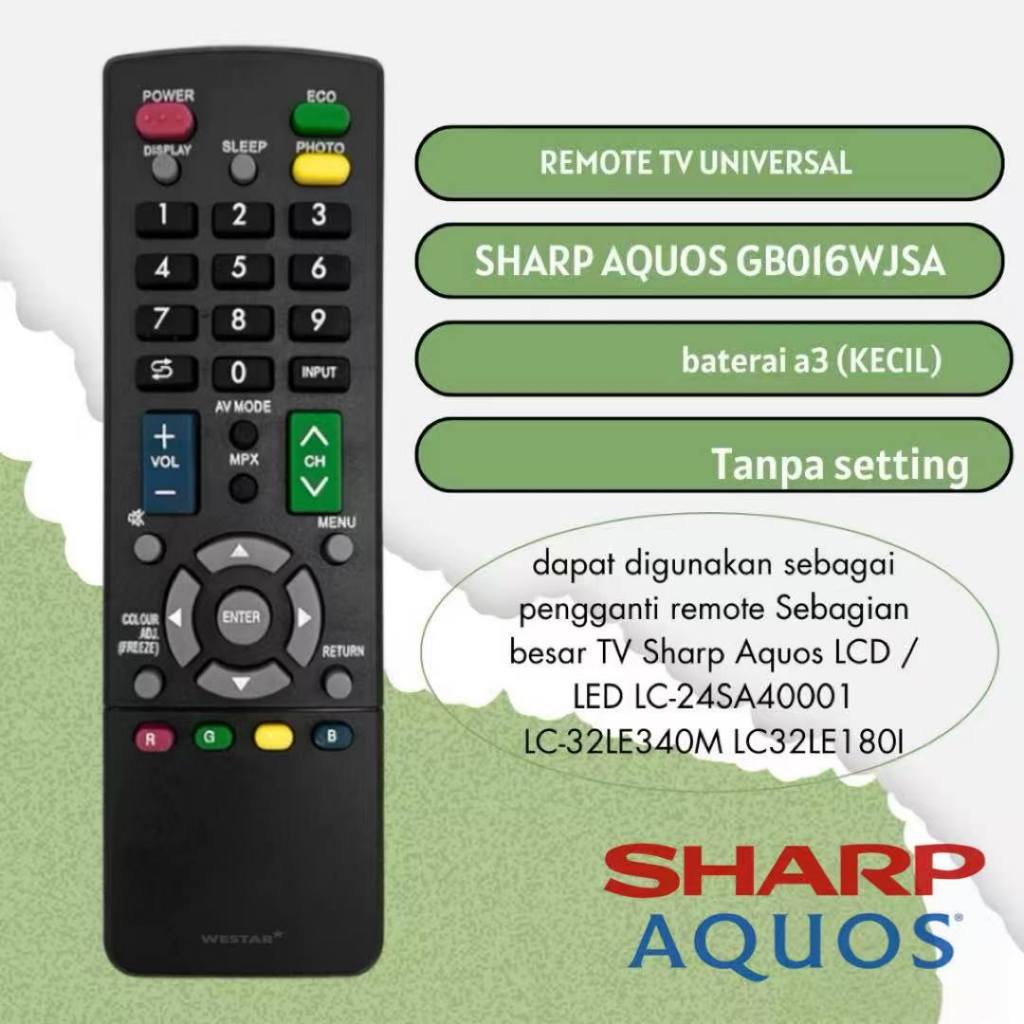 Jual Remote TV Sharp Remote Sharp TV Remote Sharp Aquos | Shopee Indonesia