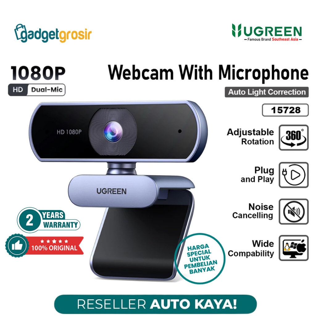 AUKEY 1080P USB Plug Webcam With Dual Noise Reduction Microphones For Live Chat - Black PC-LM1E - View #6