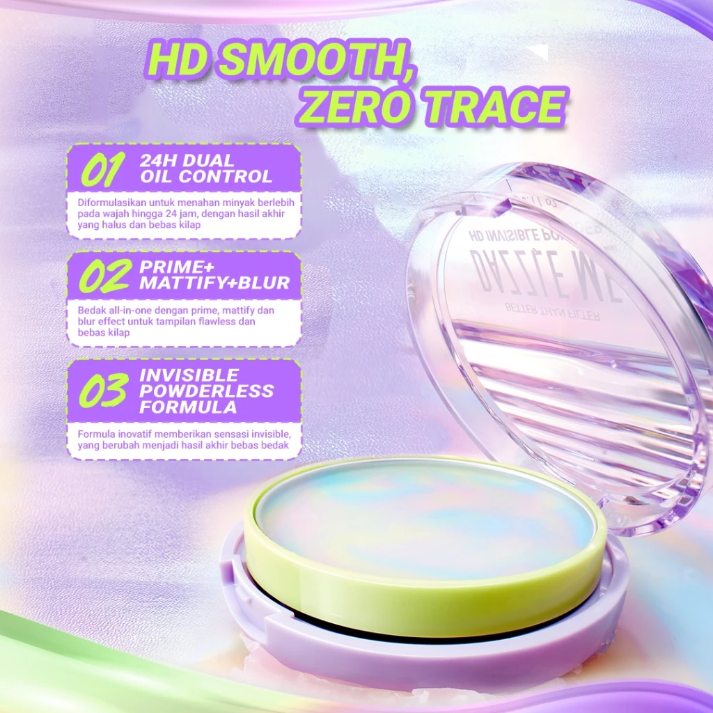 Dazzle Me Bedak Tabur HD Invisible untuk Kontrol Minyak dan Tahan Lama