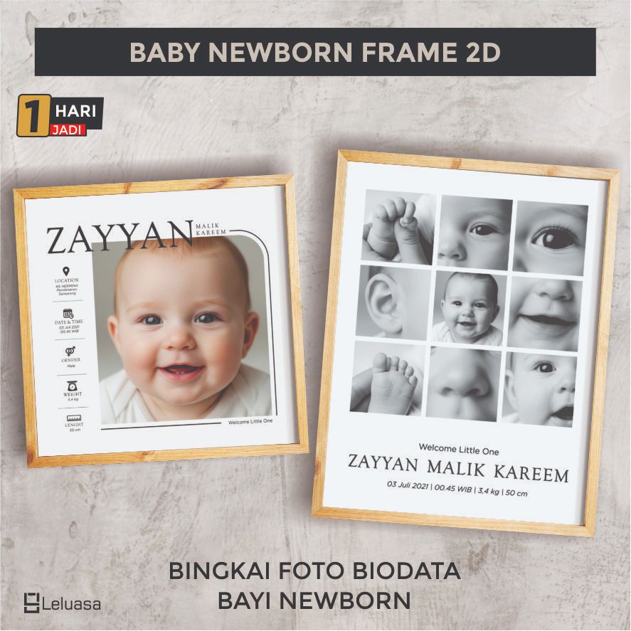 Jual Bingkai Foto Biodata Bayi Newborn Custom | Baby Newborn Frame 2D ...