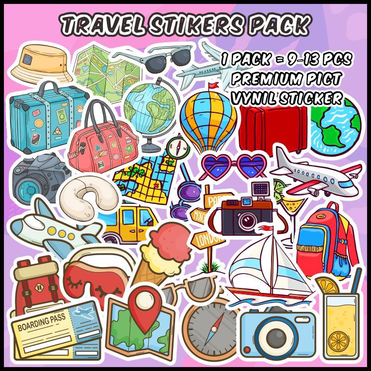 Jual [1 pack] Travel Stickers (Stiker Travel) Cocok untuk oleh-oleh ...