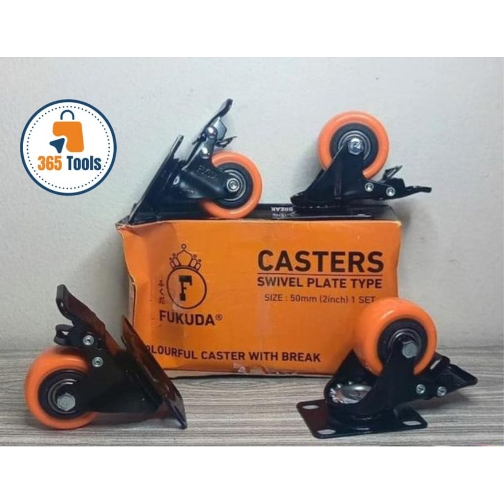 Jual Roda Caster Karet Gepeng + Rem 2