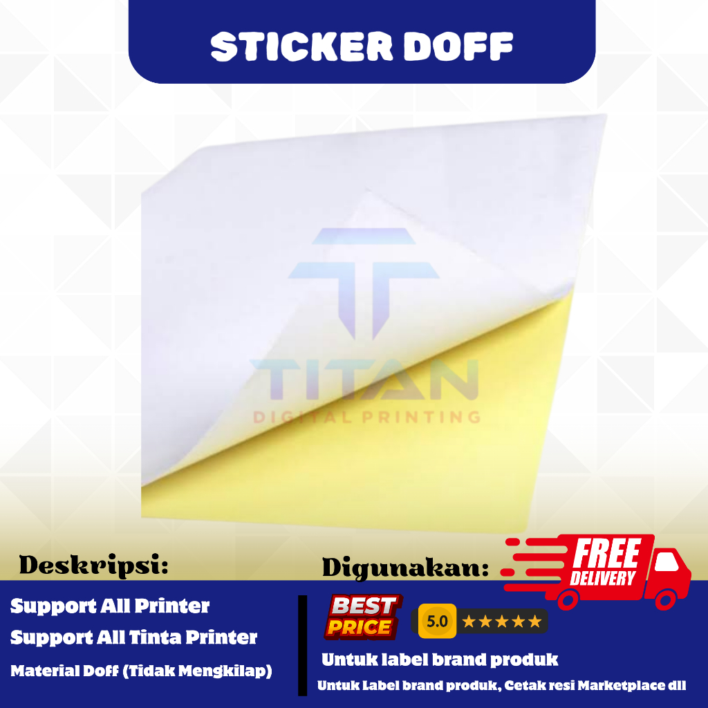 Jual Kertas Stiker F4 Doff isi 500 lembar / Kertas Stiker F4 / Sticker ...