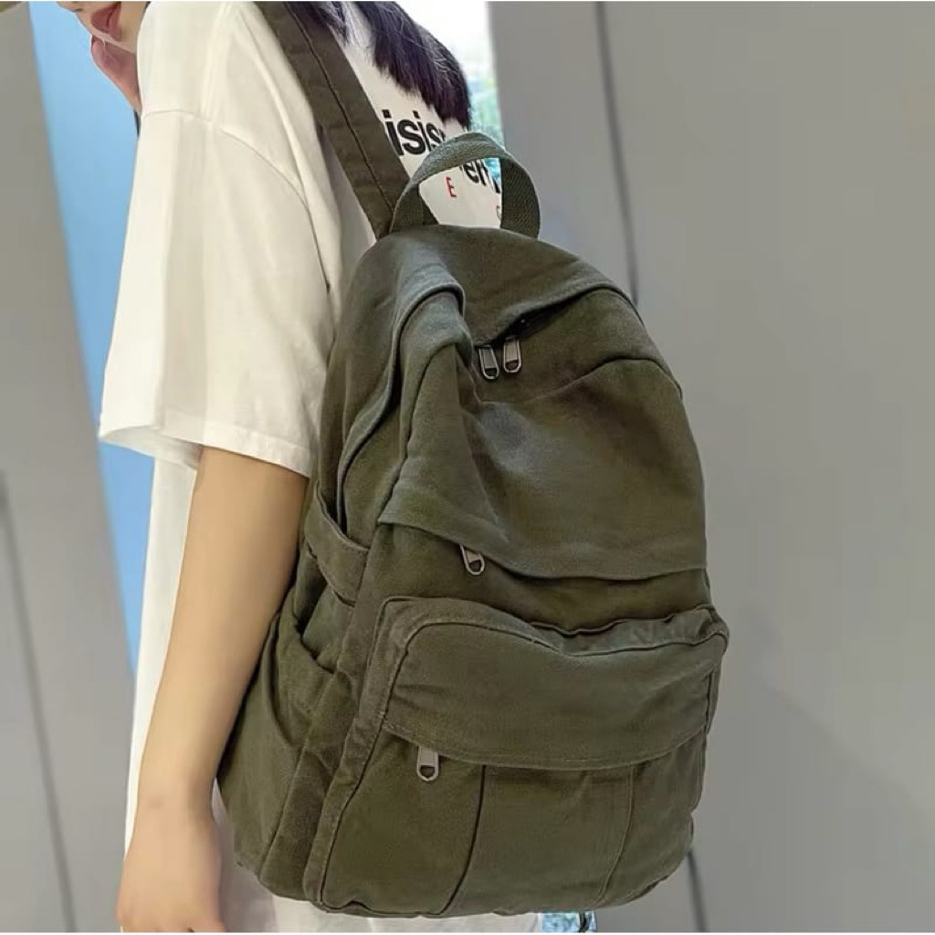 Jual Ransel Tas Backpack Kanvas Canvas Sekolah Kerja Wanita Laki ...