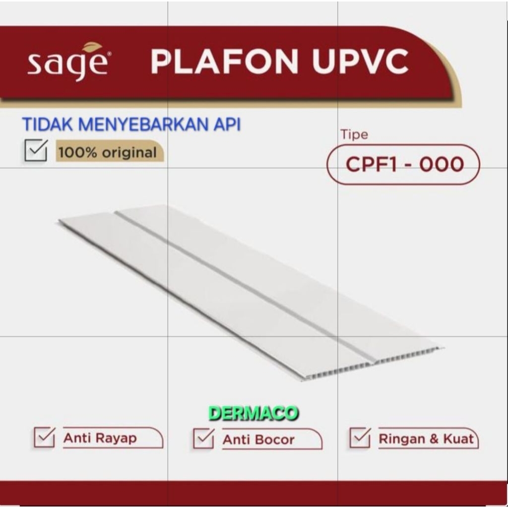Jual PLAFON PVC / PLAFON UPVC SAGE CPF1-000 20CM X 400CM / PLAFON UPVC ...
