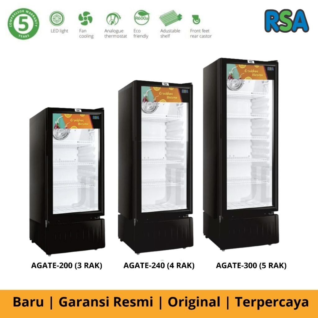 Jual SHOWCASE RSA AGATE-300 (281L) 5 RAK / AGATE-240 (231L) 4 RAK ...
