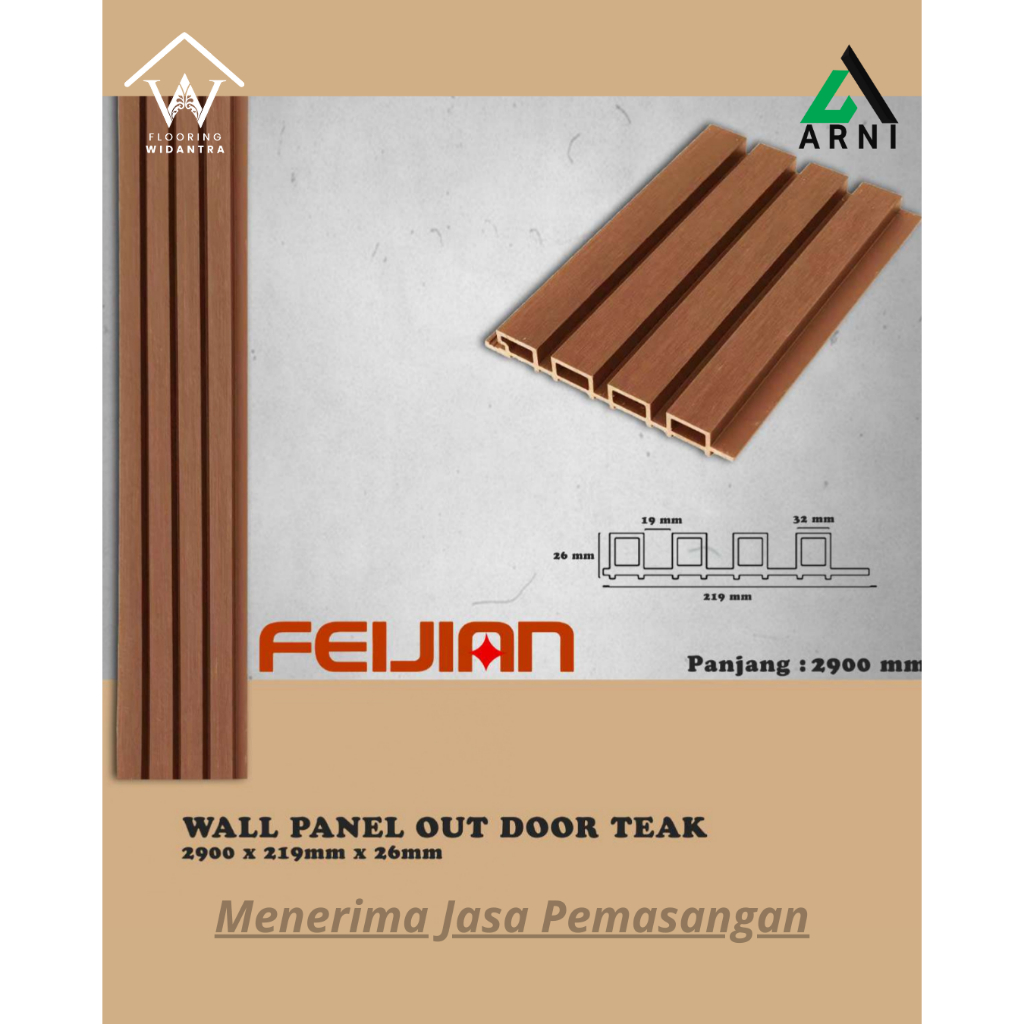 Jual WPC Outdoor Wall Cladding Feijian Panel Tebal 26mm | Shopee Indonesia