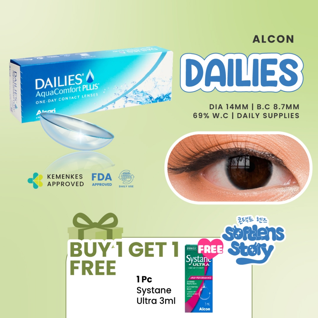 Jual FREE SYSTANE 3ML Dailies Aquacomfort Plus 15 Pasang Softlens Minus ...