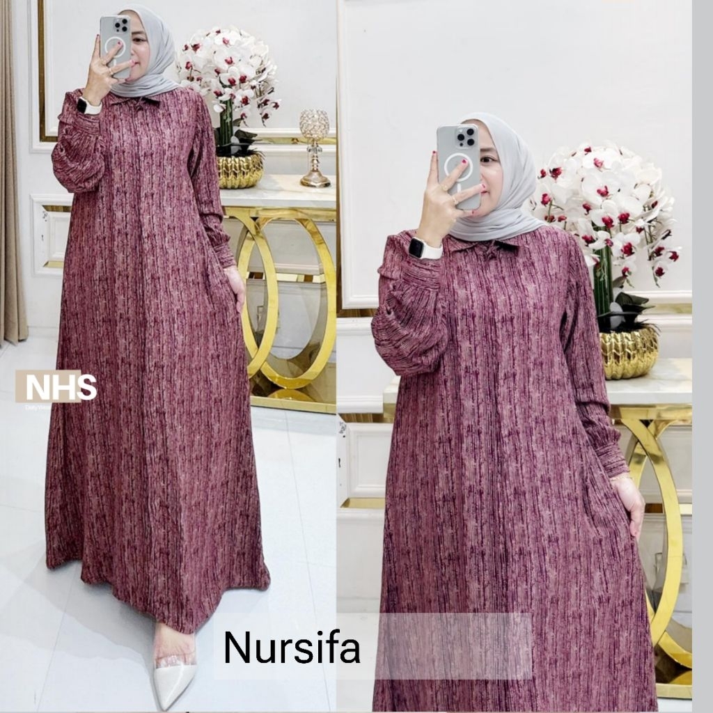 Nursifa gamis jumbo Rayon adem Muslim Wanita Dewasa