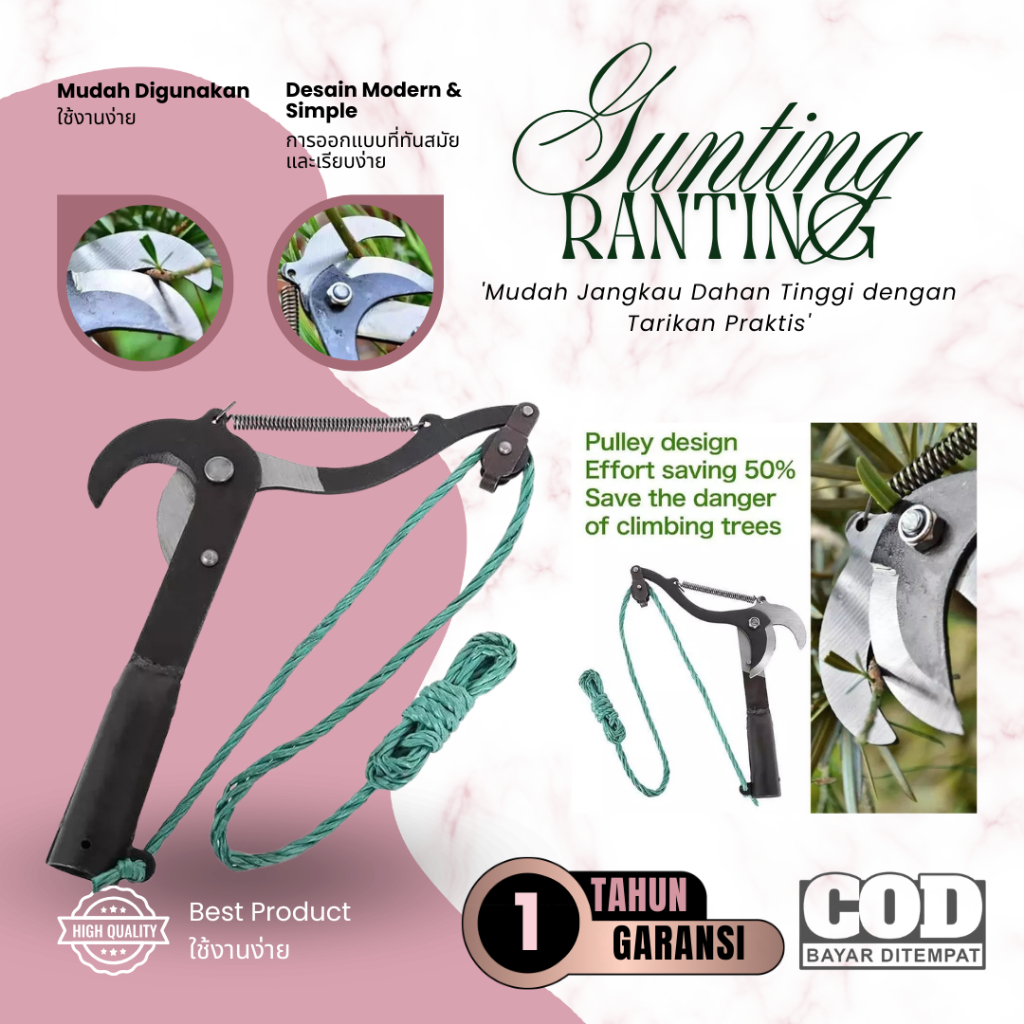 Jual Gunting Dahan dan Ranting Pohon Panjang Tekiro Tarik Original ...