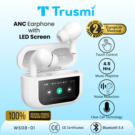 Wireless Earphone Semi-In-ear with LED screen