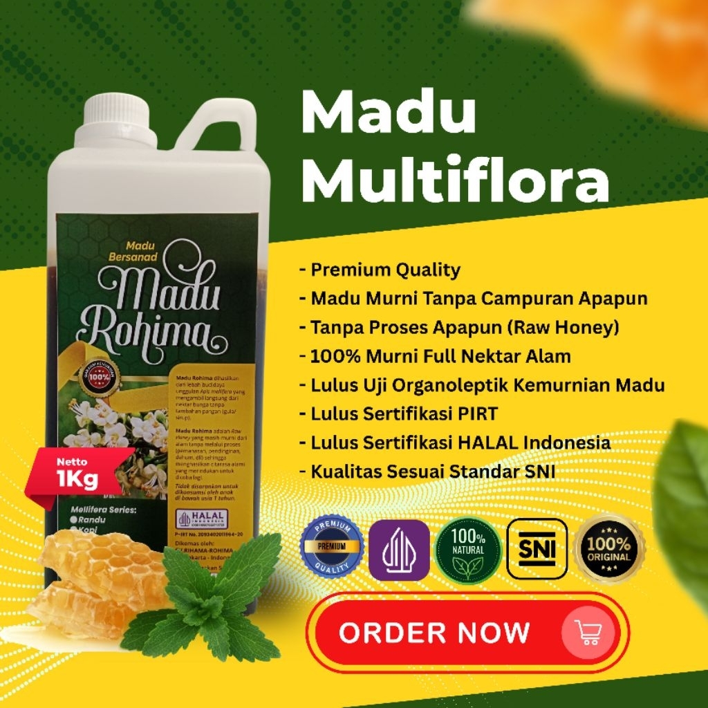 Jual Madu ASLI MURNI_1kg_ full nektar 100% Multiflora Super Rohima ...