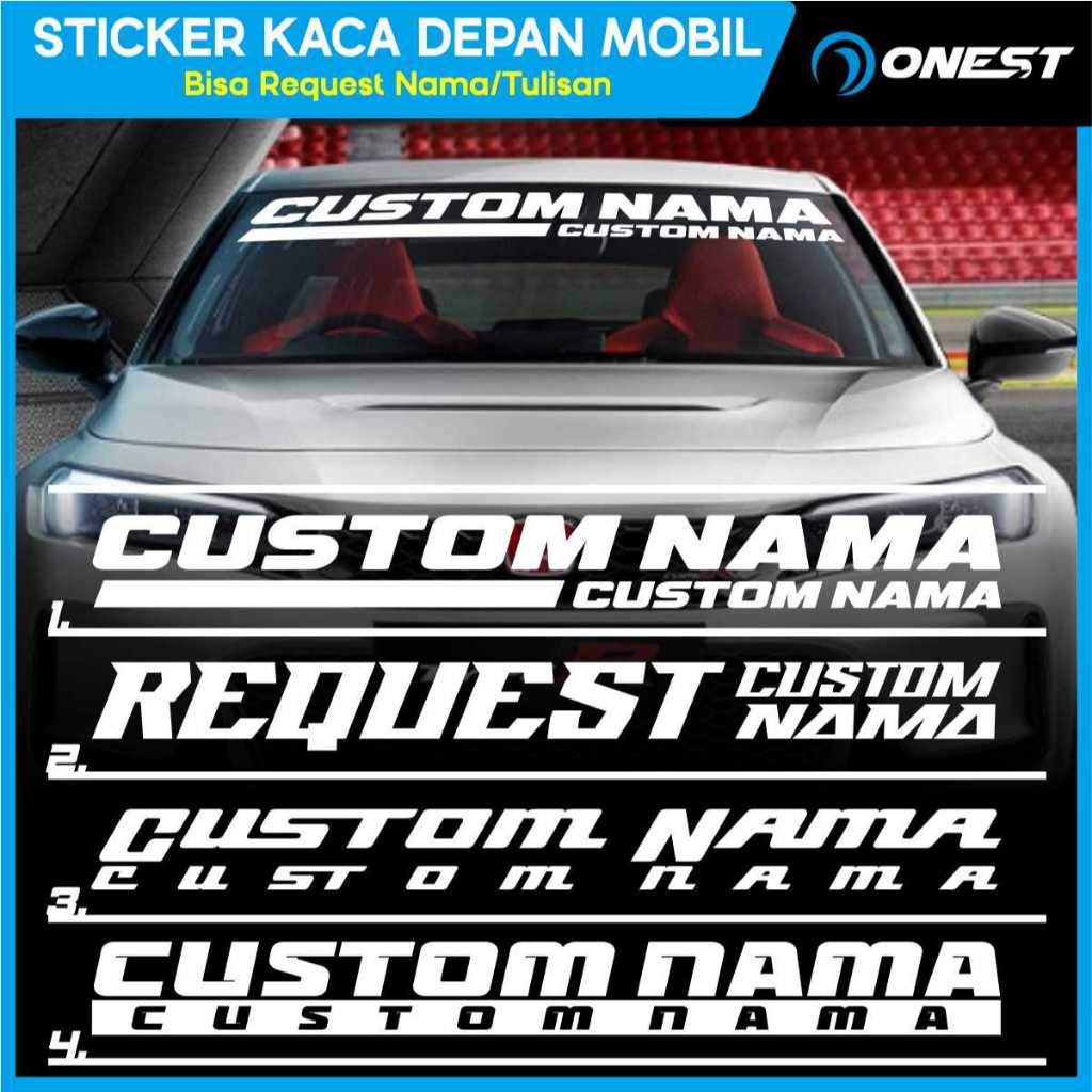 Jual Stiker Kaca Depan Mobil V4 Custom Nama Cutting Sticker | Shopee ...