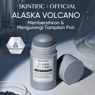SKINTIFIC - Alaska Volcano Pore Clay Stick 40g | Masker Wajah Komedo Skincare BPOM Sleeping Mask  Organik Muka Jerawat Bubuk Mugwort Peel Clay Mask Off Pengangkat Komedo Penghilang Jerawat BPOM Acne Mask with Glycolic Acid Probiotic Complex Black Charcoal