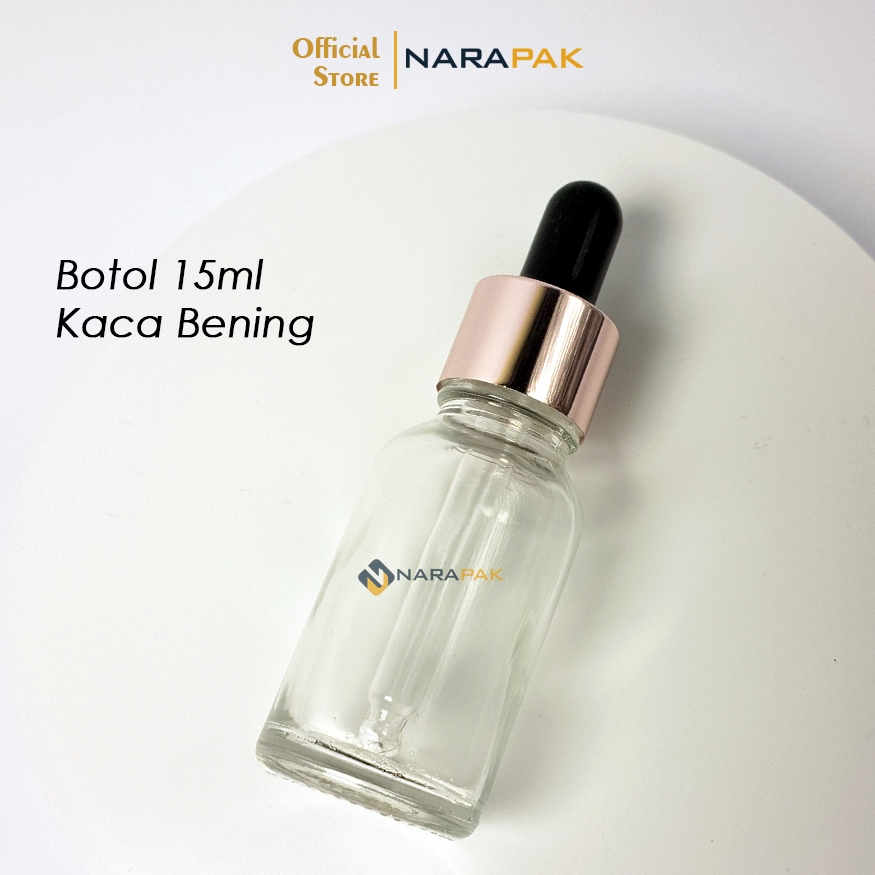 Jual Botol Kaca 15ml Bening BR Botol Pipet Serum Ring RoseGold Karet ...