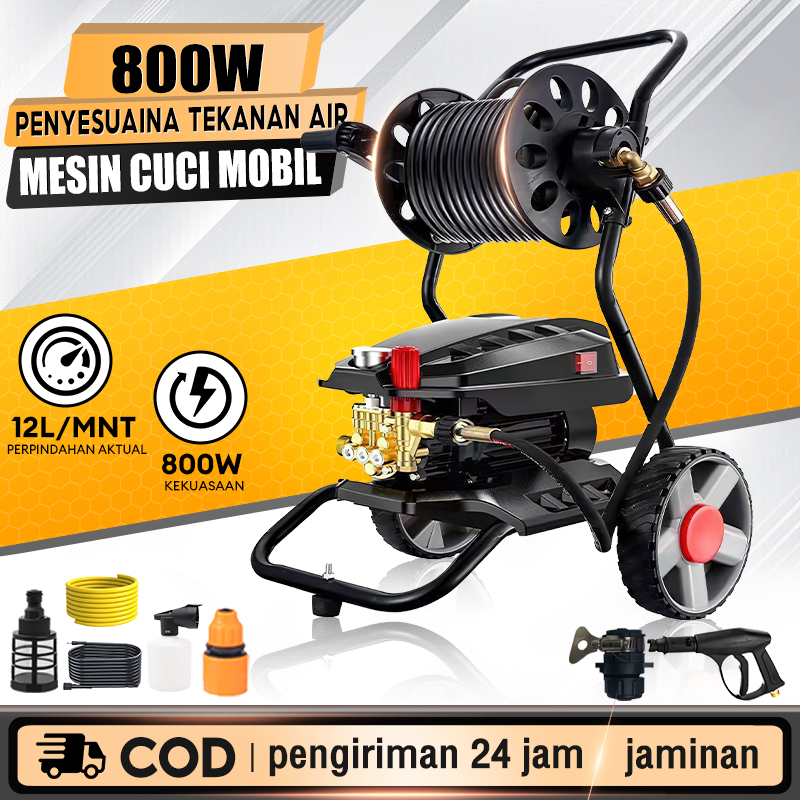 Reaim Jet Cleaner 300Bar 1200W Dengan pengukur tekanan Mesin Steam Pressure Washer Alat Cuci Mobil Jet Cleaner Tekanan Mesin Cuci Mobil dan Motor