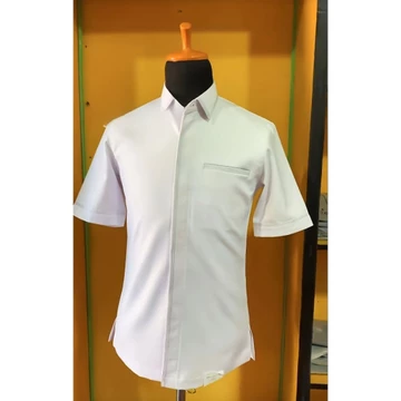 Kemeja Pria Putih Premium Exclusive Benang Smock Timbul Lengan Panjang Dan Pendek