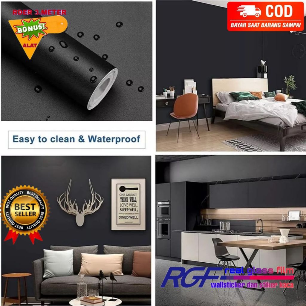 Jual WALLPAPER STICKER HITAM DOFF/WALLPAPER STIKER HITAM POLOS ...
