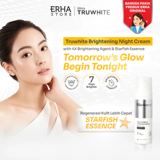 ERHA Truwhite Brightening Night Cream 30g with Niacinamide & Starfish Essence - Moisturizer / Pelembap Wajah Malam Hari untuk Regenerasi dan Mencerahkan Kulit