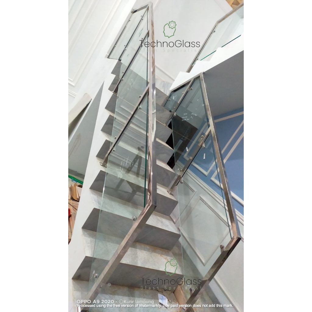 Jual Railing Tangga Kaca Tempered /Railing Stainless 201 / Stainless ...