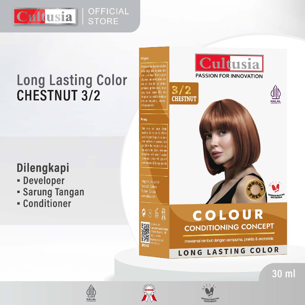 Jual Cultusia Cat Rambut Hair Color Chestnut 3/2 30 ML | Shopee Indonesia